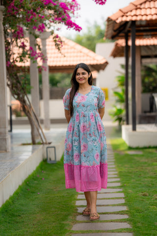 COLOURFUL ROSE | MATERNITY GEORGETTE MAXI ANKLE LENGTH