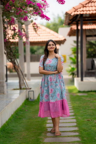 COLOURFUL ROSE | MATERNITY GEORGETTE MAXI ANKLE LENGTH