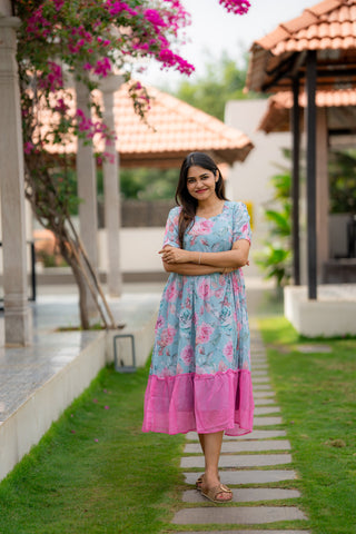 COLOURFUL ROSE | MATERNITY GEORGETTE MAXI ANKLE LENGTH