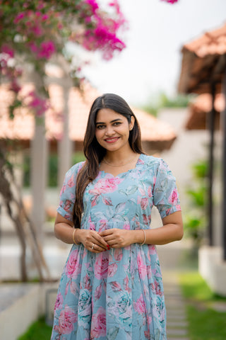 COLOURFUL ROSE | MATERNITY GEORGETTE MAXI ANKLE LENGTH
