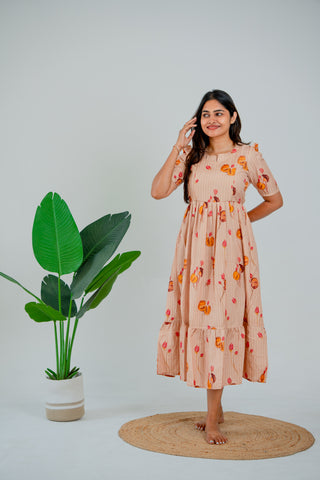 STRIPY FLORAL | MATERNITY MAXI ANKLE LENGTH