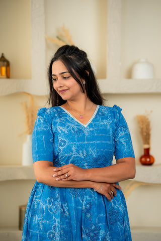 BLOOMY BLUE | MATERNITY COTTON MAXI FULL LENGTH