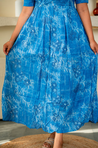 BLOOMY BLUE | MATERNITY COTTON MAXI FULL LENGTH