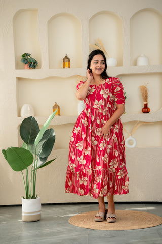 CRIMSON STREAK | MATERNITY COTTON MAXI ANKLE LENGTH