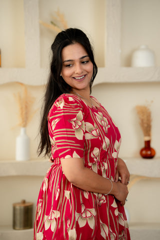 CRIMSON STREAK | MATERNITY COTTON MAXI ANKLE LENGTH