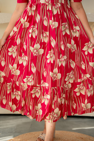 CRIMSON STREAK | MATERNITY COTTON MAXI ANKLE LENGTH