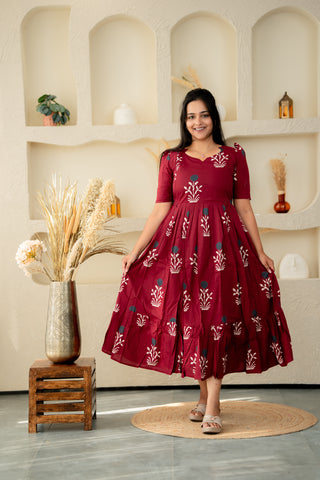 SERENE GARDEN| MATERNITY COTTON MAXI ANKLE LENGTH