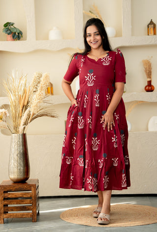 SERENE GARDEN| MATERNITY COTTON MAXI ANKLE LENGTH