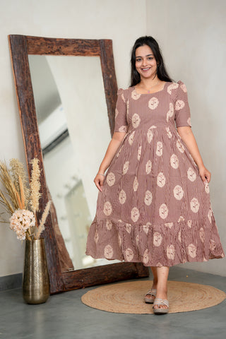 STRIPED FLORA | MATERNITY COTTON MAXI ANKLE LENGTH