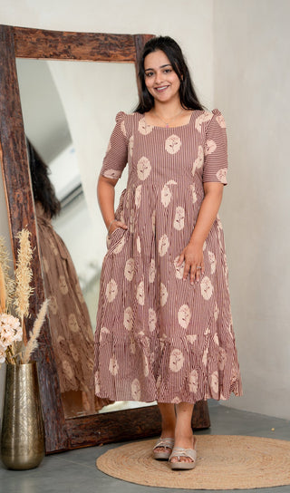 STRIPED FLORA | MATERNITY COTTON MAXI ANKLE LENGTH