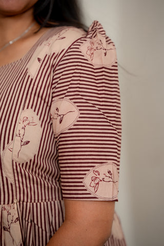 STRIPED FLORA | MATERNITY COTTON MAXI ANKLE LENGTH