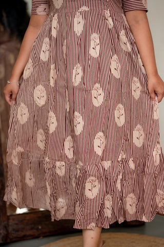 STRIPED FLORA | MATERNITY COTTON MAXI ANKLE LENGTH