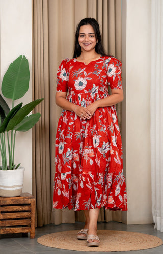 BLUSH BLOOM | MATERNITY COTTON MAXI ANKLE LENGTH