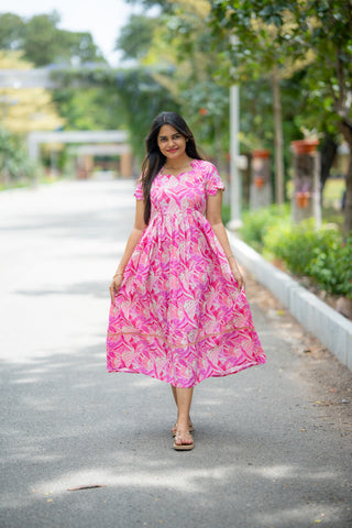 PINK FOLIAGE | MATERNITY MAXI ANKLE LENGTH