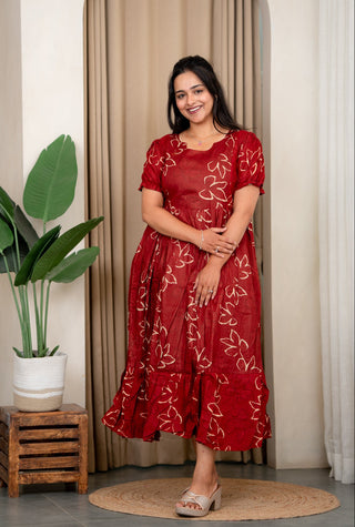 CRIMSON LEAF | MATERNITY COTTON MAXI ANKLE LENGTH