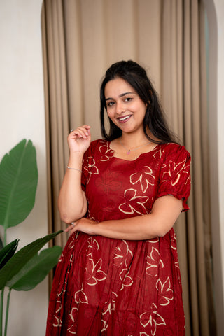 CRIMSON LEAF | MATERNITY COTTON MAXI ANKLE LENGTH