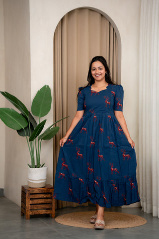 ENCHANTED DEER | MATERNITY COTTON MAXI FULL LENGTH