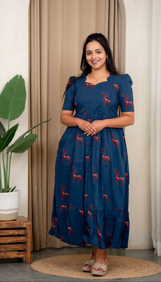 ENCHANTED DEER | MATERNITY COTTON MAXI FULL LENGTH