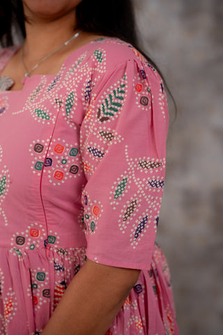 PINK DOTTED ELEGANCE | MATERNITY COTTON MAXI FULL LENGTH