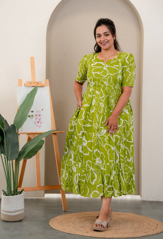GREENERY CHARM | MATERNITY COTTON MAXI ANKLE LENGTH