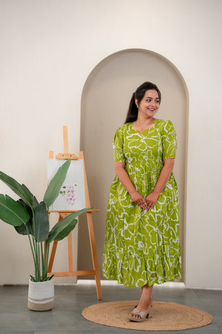 GREENERY CHARM | MATERNITY COTTON MAXI ANKLE LENGTH