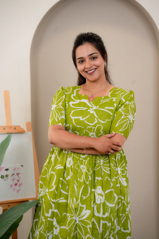 GREENERY CHARM | MATERNITY COTTON MAXI ANKLE LENGTH