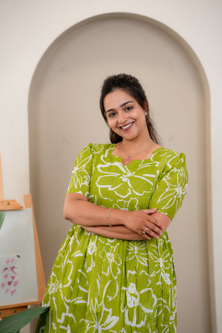 GREENERY CHARM | MATERNITY COTTON MAXI ANKLE LENGTH