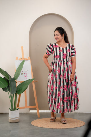 STRIPES | MATERNITY COTTON MAXI FULL LENGTH