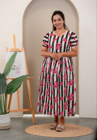 STRIPES | MATERNITY COTTON MAXI FULL LENGTH