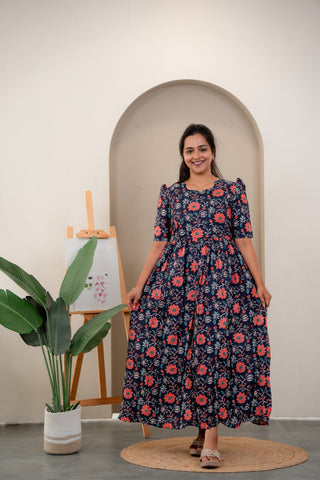 CONTRAST GARDEN | MATERNITY COTTON MAXI FULL LENGTH