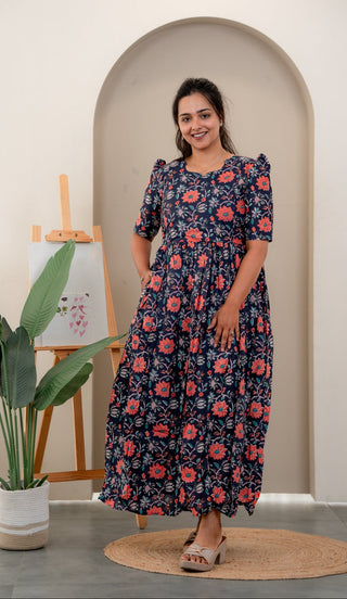CONTRAST GARDEN | MATERNITY COTTON MAXI FULL LENGTH