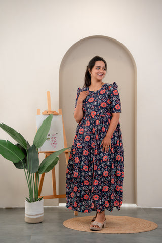 CONTRAST GARDEN | MATERNITY COTTON MAXI FULL LENGTH