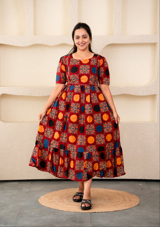 RETRO CIRCLE | MATERNITY COTTON MAXI ANKLE LENGTH