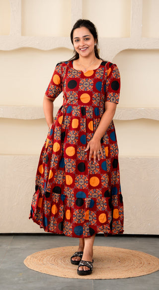 RETRO CIRCLE | MATERNITY COTTON MAXI ANKLE LENGTH