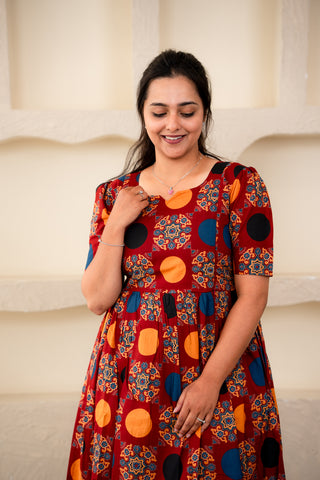 RETRO CIRCLE | MATERNITY COTTON MAXI ANKLE LENGTH