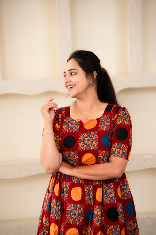 RETRO CIRCLE | MATERNITY COTTON MAXI ANKLE LENGTH