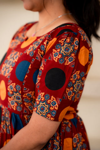 RETRO CIRCLE | MATERNITY COTTON MAXI ANKLE LENGTH