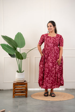 MULBERRY FLORAL | MATERNITY COTTON MAXI FULL LENGTH