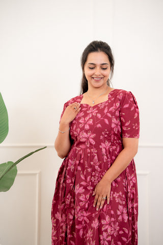 MULBERRY FLORAL | MATERNITY COTTON MAXI FULL LENGTH