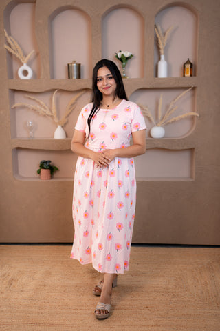 DAISY | ZIPLESS MATERNITY MAXI-NORMAL SLEEVES | ANKLE LENGTH MAXI