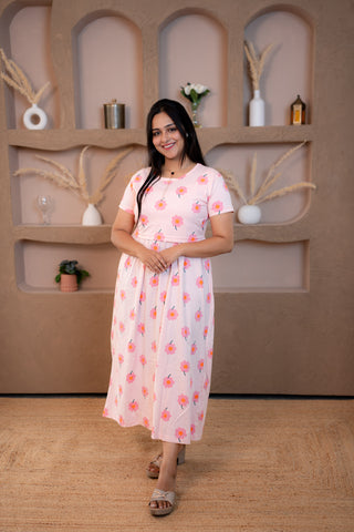 DAISY | ZIPLESS MATERNITY MAXI-NORMAL SLEEVES | ANKLE LENGTH MAXI