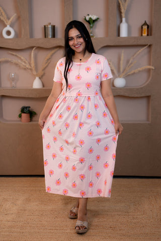 DAISY | ZIPLESS MATERNITY MAXI-NORMAL SLEEVES | ANKLE LENGTH MAXI