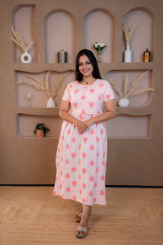 DAISY | ZIPLESS MATERNITY MAXI-NORMAL SLEEVES | ANKLE LENGTH MAXI
