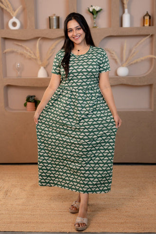 BAR TRIANGLE | ZIPLESS MATERNITY MAXI-NORMAL SLEEVES | ANKLE LENGTH MAXI