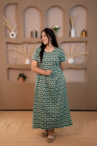 BAR TRIANGLE | ZIPLESS MATERNITY MAXI-NORMAL SLEEVES | ANKLE LENGTH MAXI