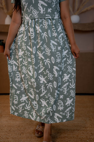 SYMBOLS | ZIPLESS MATERNITY MAXI-NORMAL SLEEVES | ANKLE LENGTH MAXI