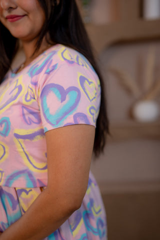 MULTI HEARTS | ZIPLESS MATERNITY MAXI-NORMAL SLEEVES | ANKLE LENGTH MAXI