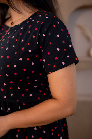 TINY HEARTS | ZIPLESS MATERNITY MAXI-NORMAL SLEEVES | ANKLE LENGTH MAXI
