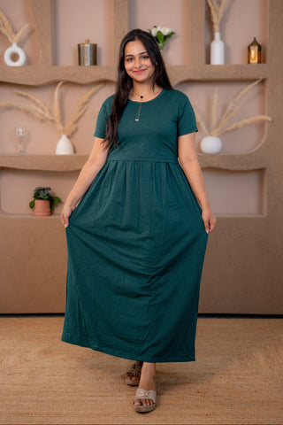WAVY | ZIPLESS MATERNITY MAXI-NORMAL SLEEVES | FULL LENGTH MAXI