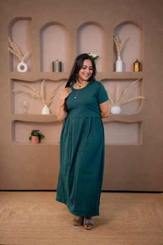 WAVY | ZIPLESS MATERNITY MAXI-NORMAL SLEEVES | FULL LENGTH MAXI